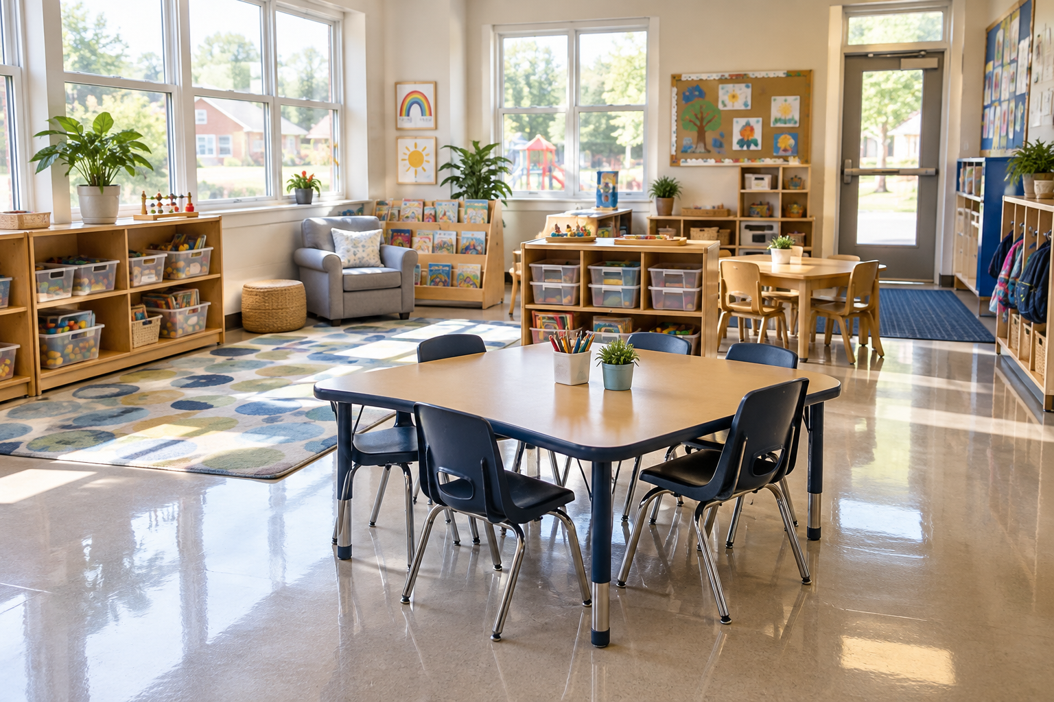 A clean childcare facility classroom