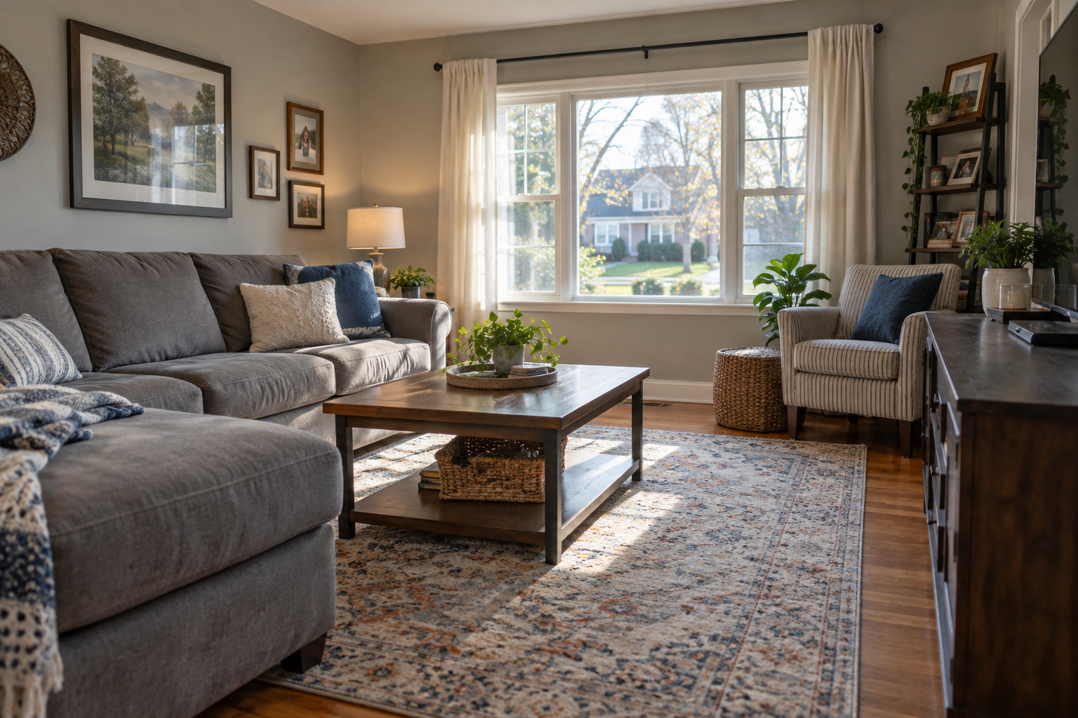 A clean, comfortable everyday living room